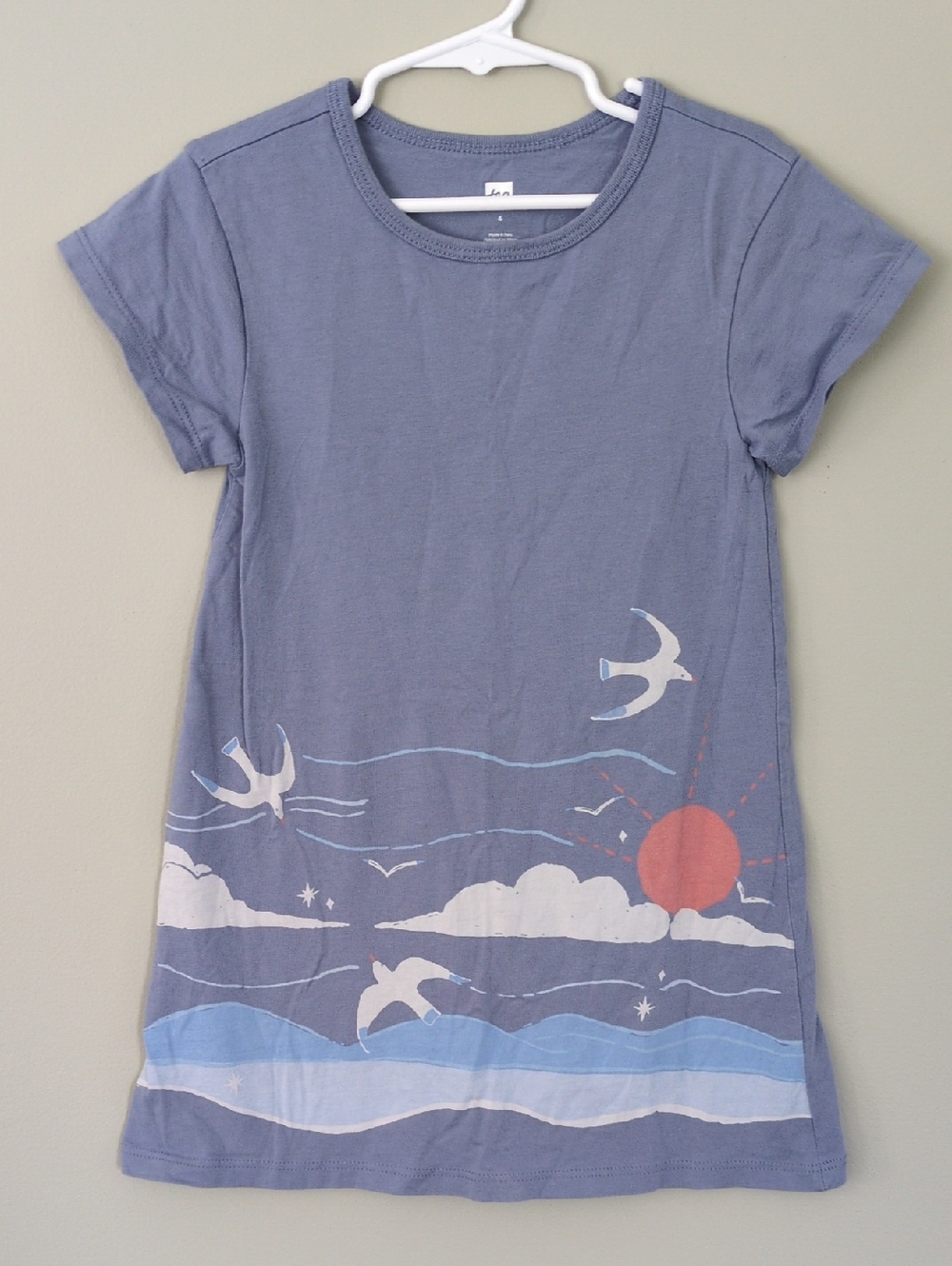 Tea Collection T-shirt Dress Size 4 Beach Birds Sunset